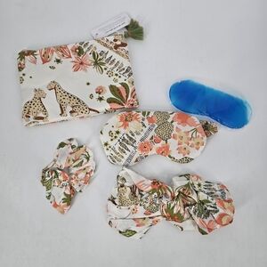 Poupette St Barth Travel Kit Leopard Zip Pouch Gel Eye Mask Headband NEW